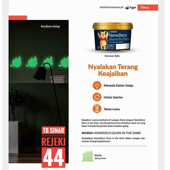 

ready stok lenkote homedeco 200 ml cat tembok glow in the dark / fosfor home deco original