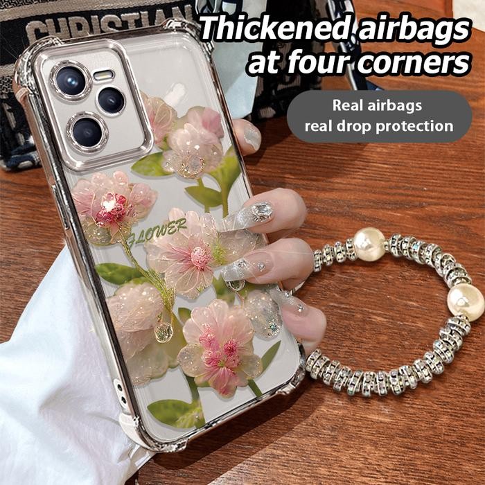 Juara_Tecno Casing Ponsel Cocok UntukRealme Narzo 50A Prime#4GPola Bunga Kristal Melati Case