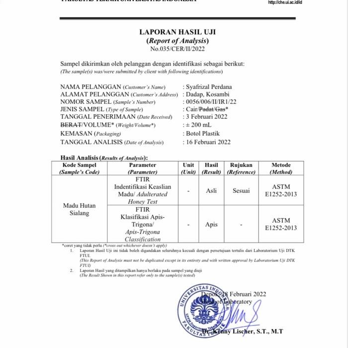 

Terlaris- Madu Hutan Sumatra 1Kg (Murni) -Gratisongkir