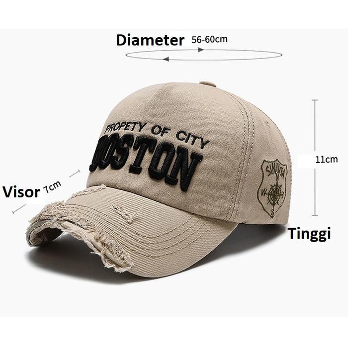 Topi Baseball Hat Boston Robek 6 Varian Warna Import #Gratisongkir