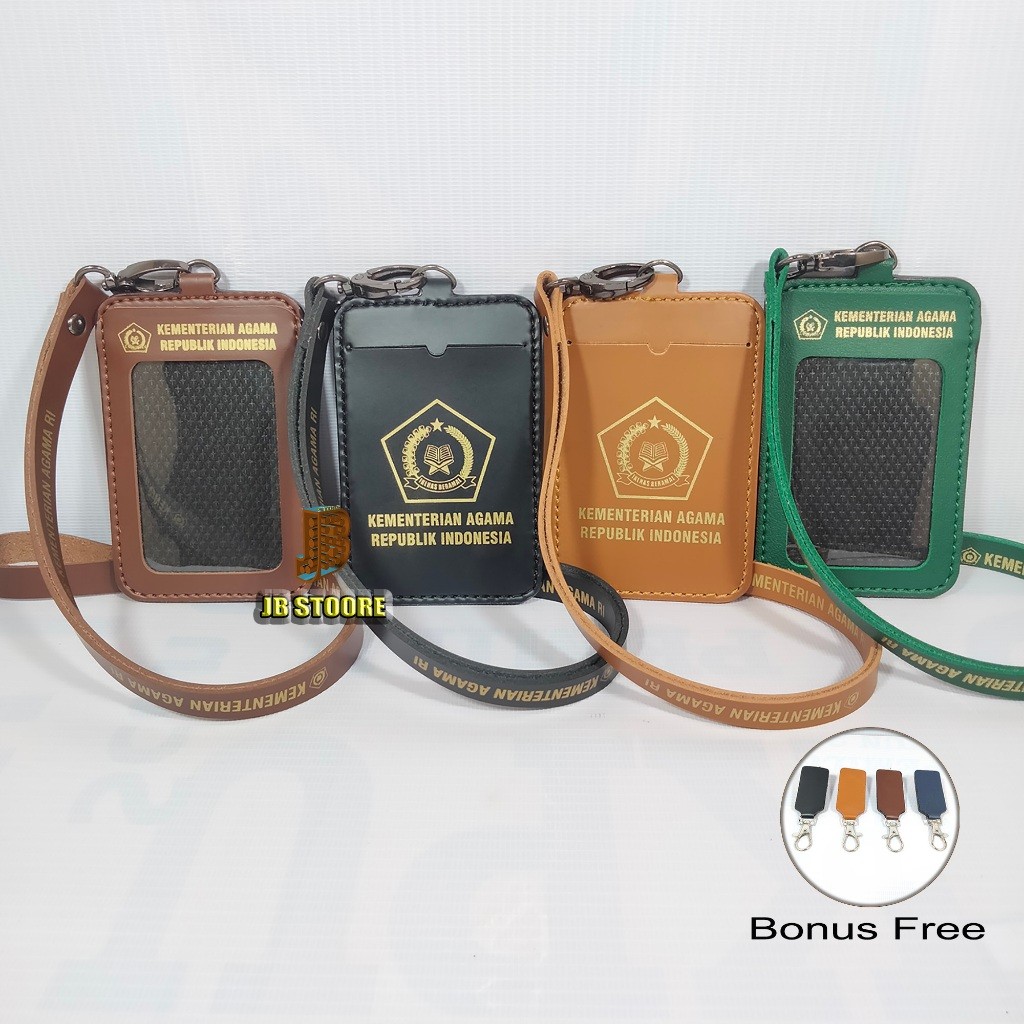 Tempat Id Card KEMENAG Kulit / Id Card Holder Kementrian Agama Gantung / name tag kemenag tali kulit