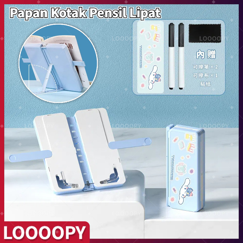 

LOOOOPY Papan Kotak Pensil Lipat / Tempat Pensil Multifungsi Dengan Papan Tulis Dan Tatakan Buku /