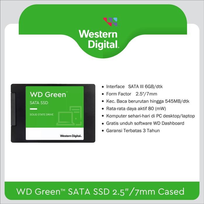 SSD WD Green 1TB SATA3 6GB/s Resmi Garansi Indonesia 3 Tahun - Komputer & Laptop *