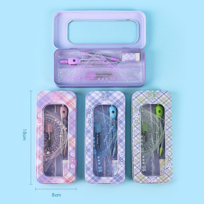 

Jangka anak set Kompas set 8in1 Matematika set Penggaris set Compass set Math set pensil murah bonus