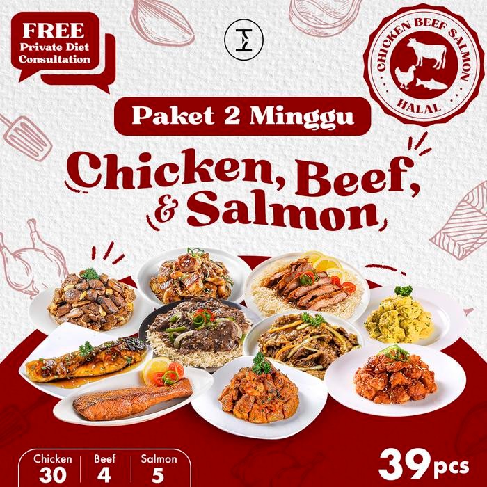 

NewZbgt- Paket Diet 2 Minggu - Meal Prep Chicken, Beef, & Salmon