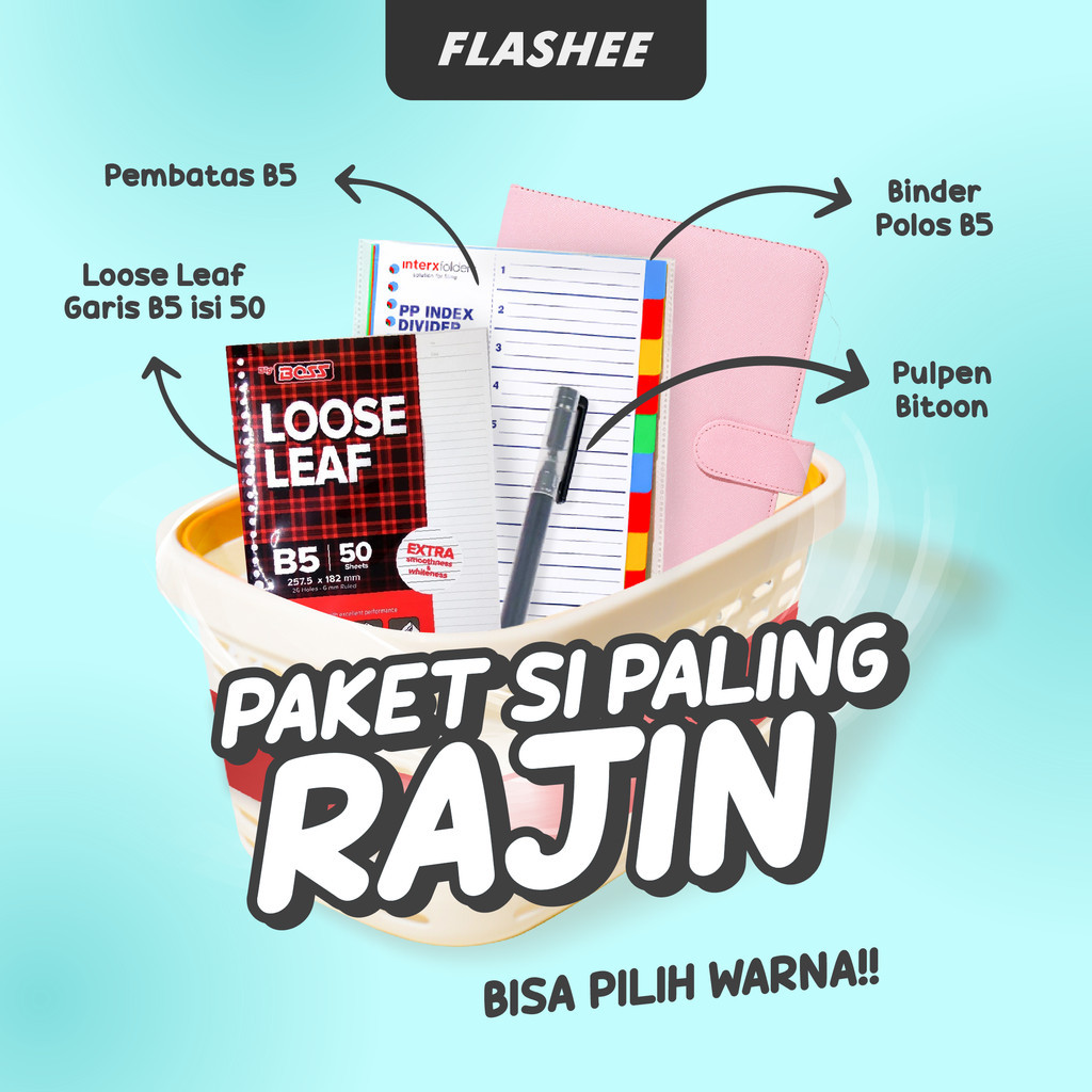 

Flashee Paket Binder B5 Ring 26 Set 4in1 Sudah Termasuk Kertas Untuk Sekolah Dan Kuliah