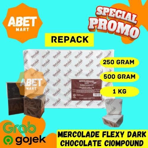 

Dark Chocolate Compound Mercolade Flexy REPACK 250gr gr 1kg Coklat Cokelat Kompon Hitam 1/4 1/2 Kg