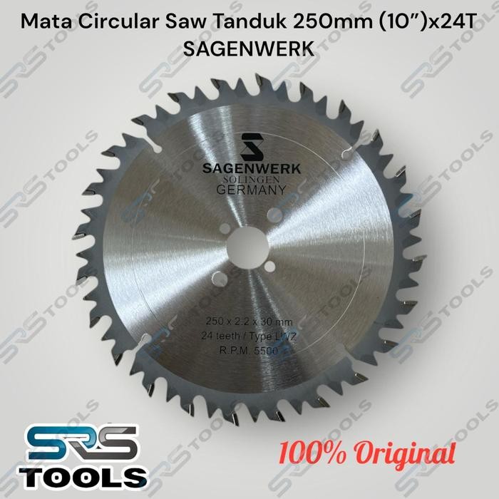 SAGENWERK GERMANY Circular Saw Blade 10 Inch x 24T / Mata Pisau Gergaji Mesin Model Tanduk Potong
