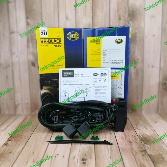 PREMIUM KABEL RELAY SET HELLA LAMPU DEPAN HEADLAMP H4 MOBIL 2 RELAY ORIGINAL