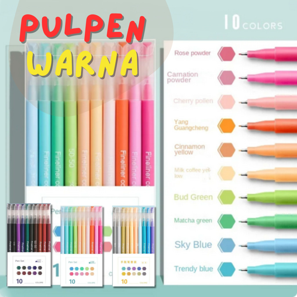 

UM1 Pulpen Warna Set 10 Pulpen 0.5mm Pena Pulpen Gel Warna Warni Aesthetic Pastel Retro Color Alat