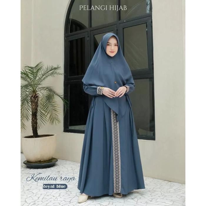 Layali- Gamis syari set khimar jumbo/Gamis Kanaya/Bahan Crepe