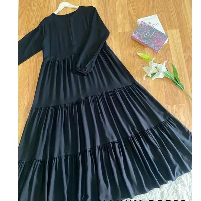 Layali- GAMIS PREMIUM RAYON TWILL Dress Muslim Wanita Fit polos susun canda Katun