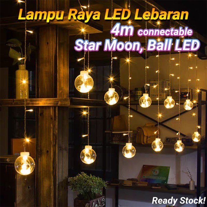 Lampu Tirai LED Lampu Kelap Kelip Ramadhan Dekorasi Lebaran Idul Fitri