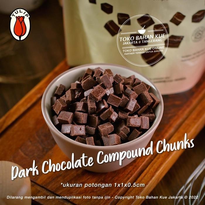 

Tulip Dark Chocolate Compound Choco Chunks 500gr Cokelat Potongan