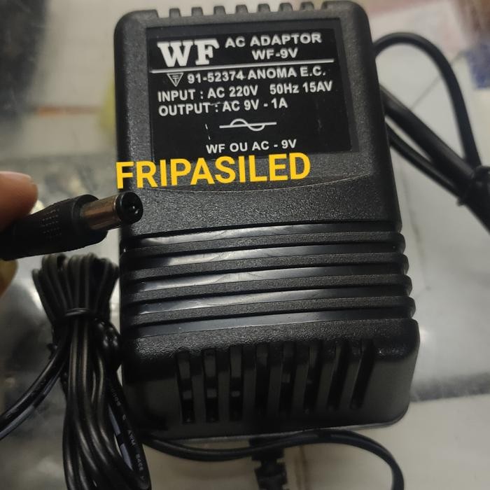 Adaptor AC 9V 1A input AC 220V merek WF Adaptor Trapo Stabil