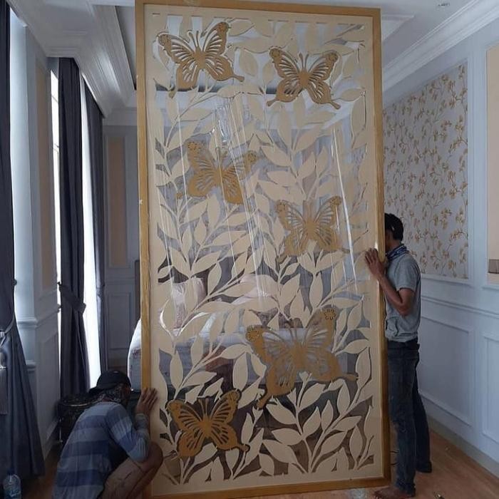 partisi plat besi laser cutting pembatas ruangan