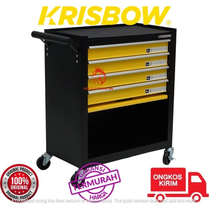KRISBOW ROLLER CABINET 4 DRAWER 10571053 Krisbow Laci Perkakas Hitam/kuning