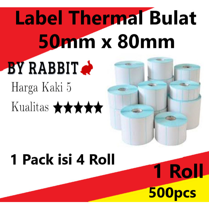 

UM1 LABEL THERMAL 50 X 80 KERTAS STICKER BARCODE Isi Pcs