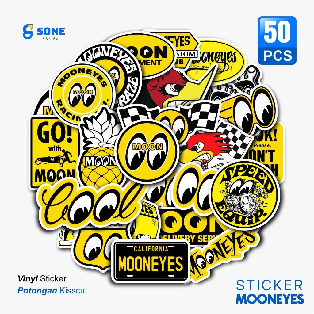 

UM1 Sticker Pack Mooneyes Wateroof Aesthetic- untuk Laptop, Motor, dan Helm - Paper Stationery