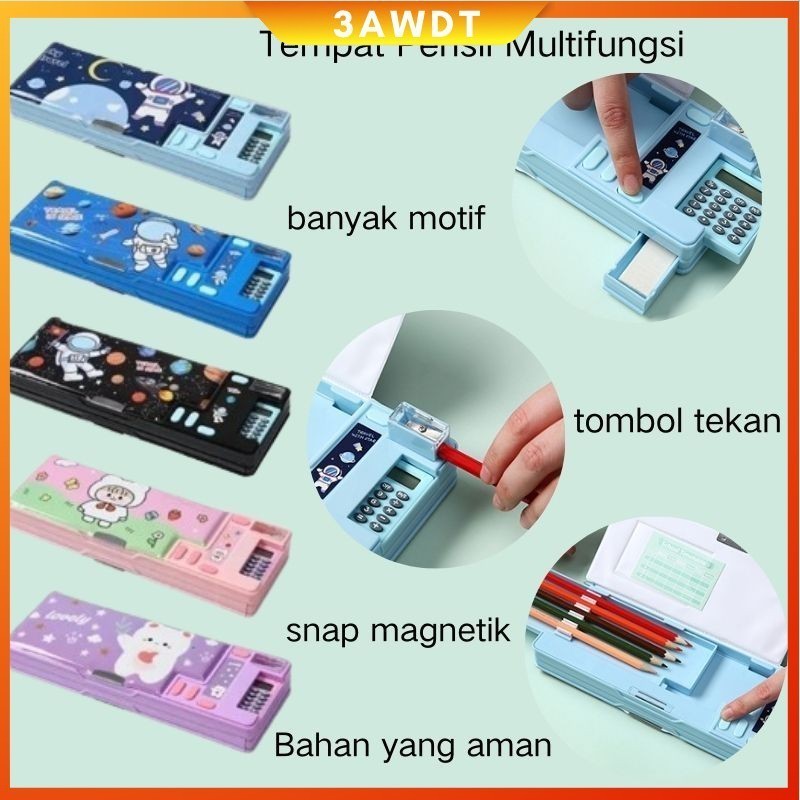 

CODPola Kartun Tempat Pensil Multifungsi with Kalkulator / 2 Layer Tempat Pensil