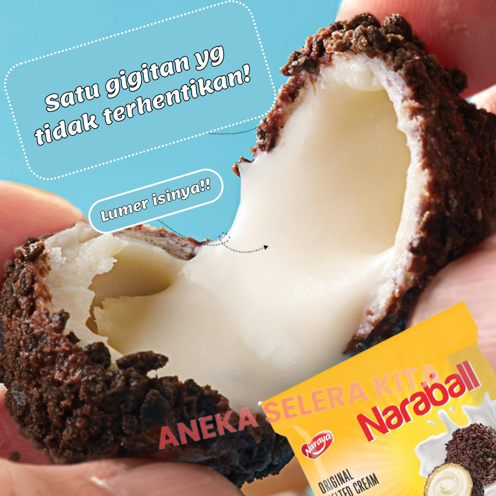 

AYOOOLLARIZSS!! Naraya Naraball Wafer Melted Cream Rasa Original, Chocolate, Strawberry & Pandan