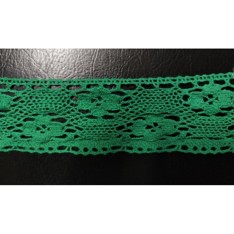 Renda bordir rajut/ kait renda mukena renda pinggir renda katun bordir renda hijau renda kream