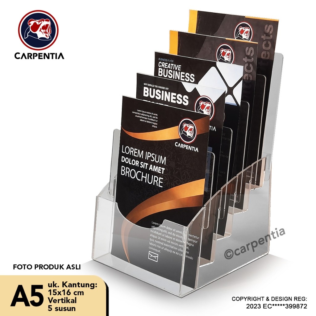

Carpentia Tempat Brosur Akrilik 5 Tingkat uk. A5 - Display Flyer Tipe E 5 Susun