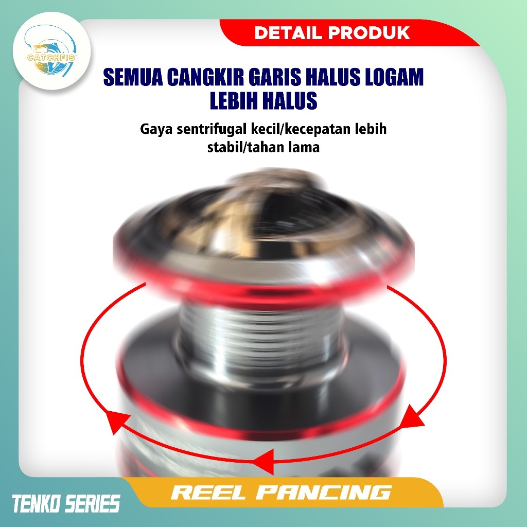 CATCHFIS Reel Pancing Tenko Spinning Katrol Kerekan Aluminium Reel Fishing
