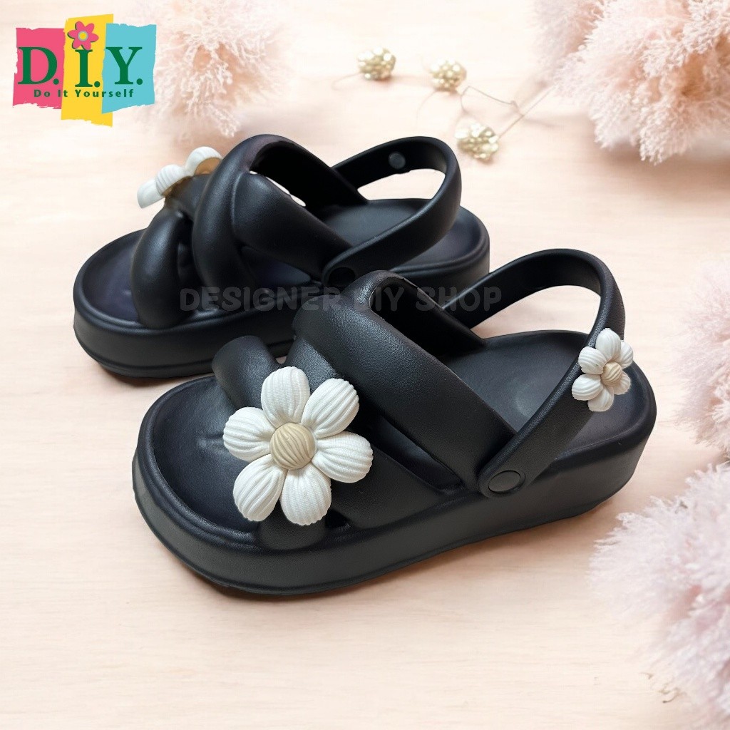 Sandal Wanita Sandal Jelly Pita Bunga Slop Wedges Premium Platform EVA Rubber