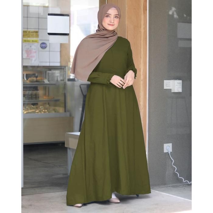 Hijmi- gamis polos bahan wolfis premium terbaru