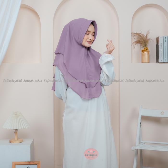 Hijmi- Kerudung Khimar mini 2 layer pet busa antem ceruty babydoll ultimate premium cantik pad