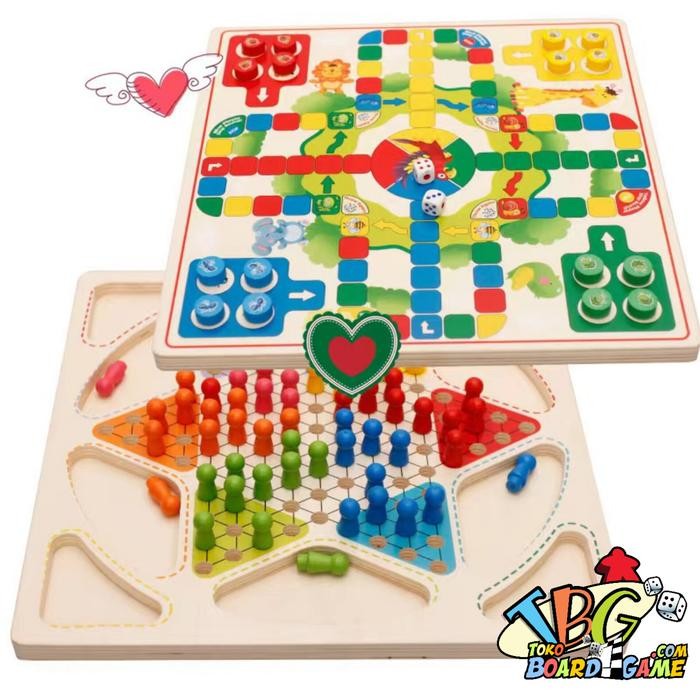 Droughts & Flying Chess Board Game - Ludo & Halma - High Quality