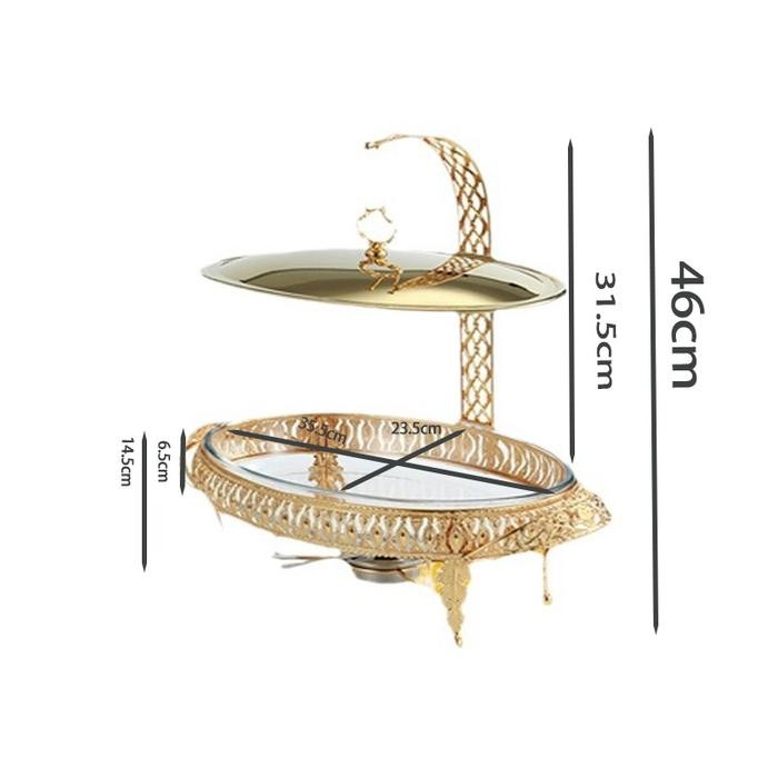 terbaru  cod food warmer wadah kaca tebal gold /food warmer wadah/baki kaca tebal gold/ food