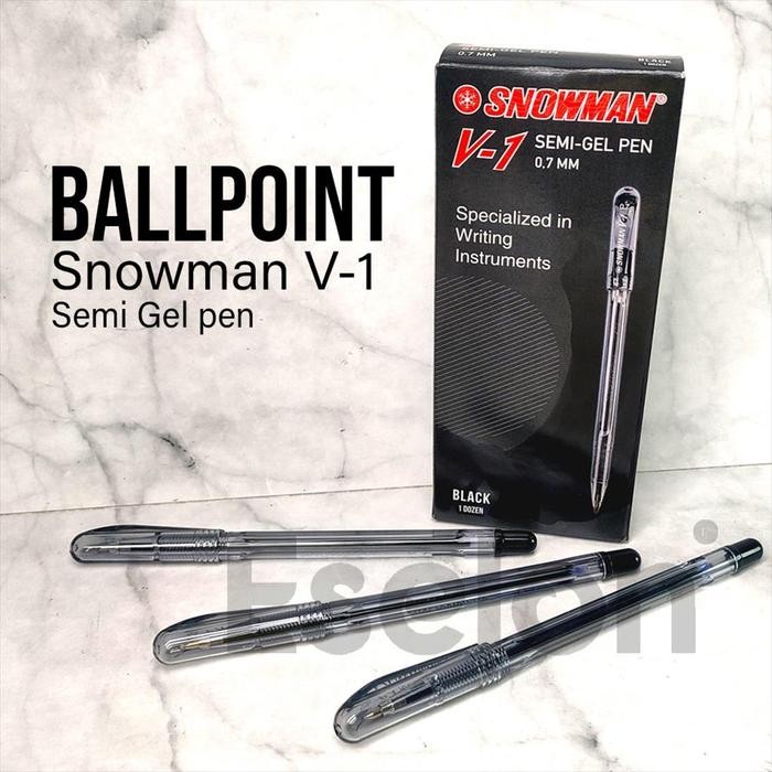 

No.OneBest- 12pc Pulpen Snowman V1 Semi Gel Pen Hitam 0.7mm