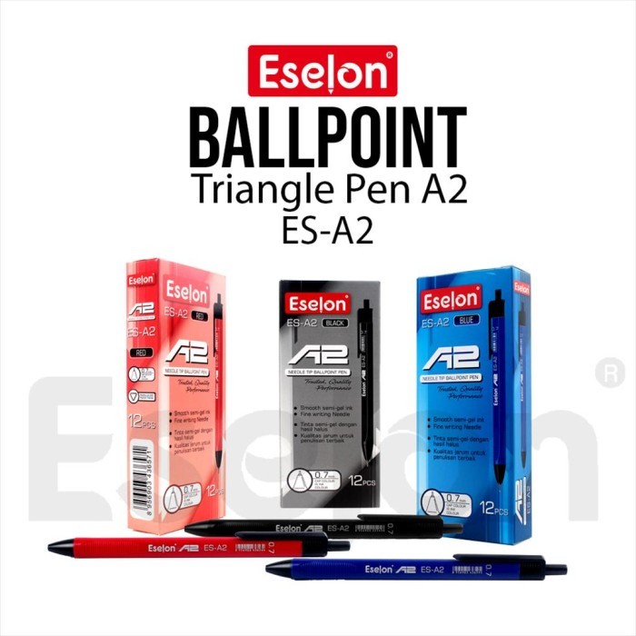

No.OneBest- 12pcs Pulpen Semi Gel Triangle Eselon A2 / 1pack Pulpen ES-A2