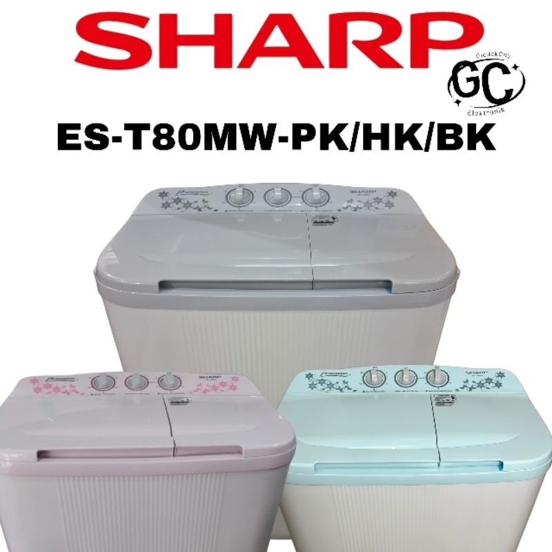Sharp Mesin Cuci Puremagic 2 Tabung SHARP ES-T80MW-PK/BK/HK (8kg)