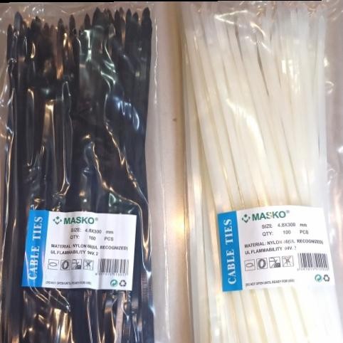 

No.OneBest- MASKO TIES Tali Tis 30CM Sabuk Kabel 300 x 4.8MM LEBAR Putih Hitam
