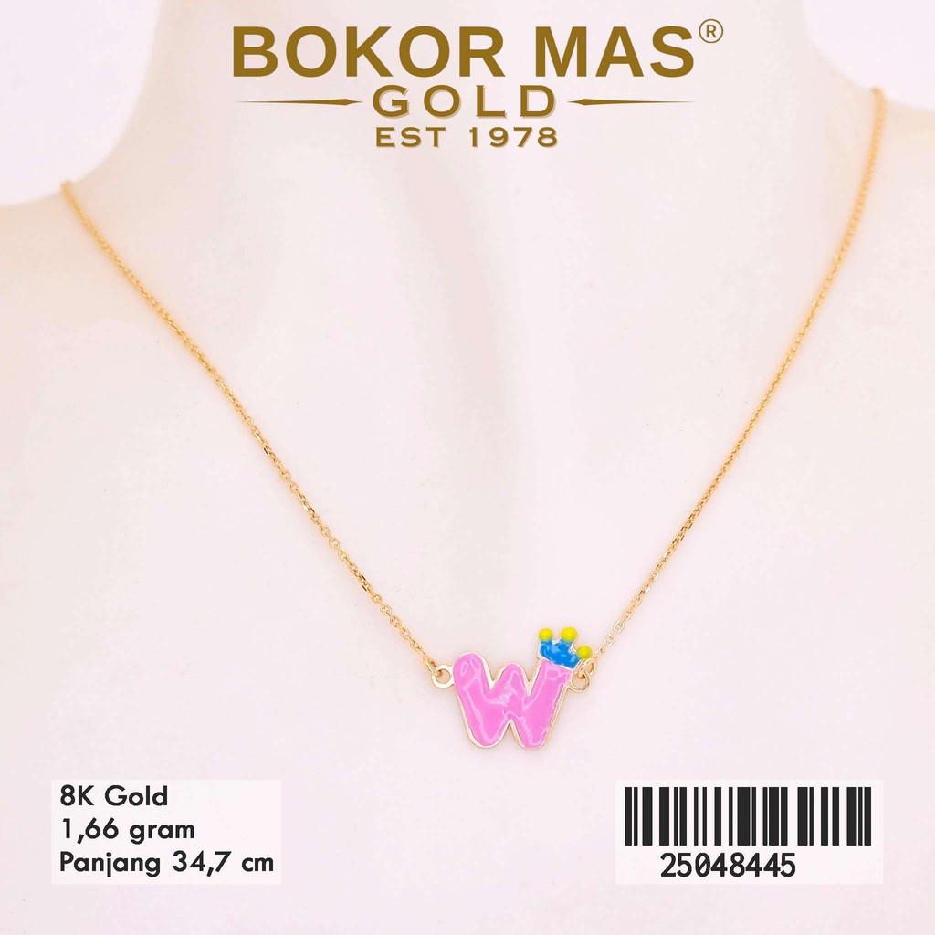 BokorMas Gold Kalung Anak Huruf W Emas Asli Kadar 8K 25048445