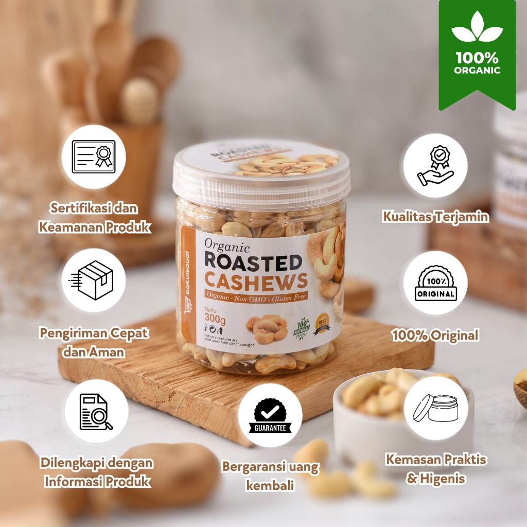 

Cemal Cemil Makyus Kacang Mede Premium Panggang Organik Utuh Renyah Oven Roasted Cashew Nut Organic