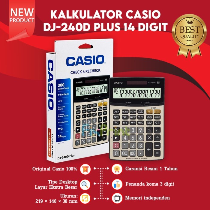 

Kalkulator Casio Dj-240D Plus 14 Digit Check & Correct Calculator New