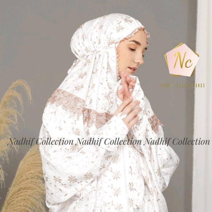 Modra- Mukena Terusan Dewasa Sutra Milo Renda Kalung Bordir Cantik Muslim Mewah Mukenah Wanita