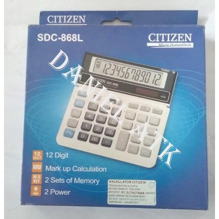 

Kalkulator Besar 12 Digit 2 Power - Citizen Sdc868L