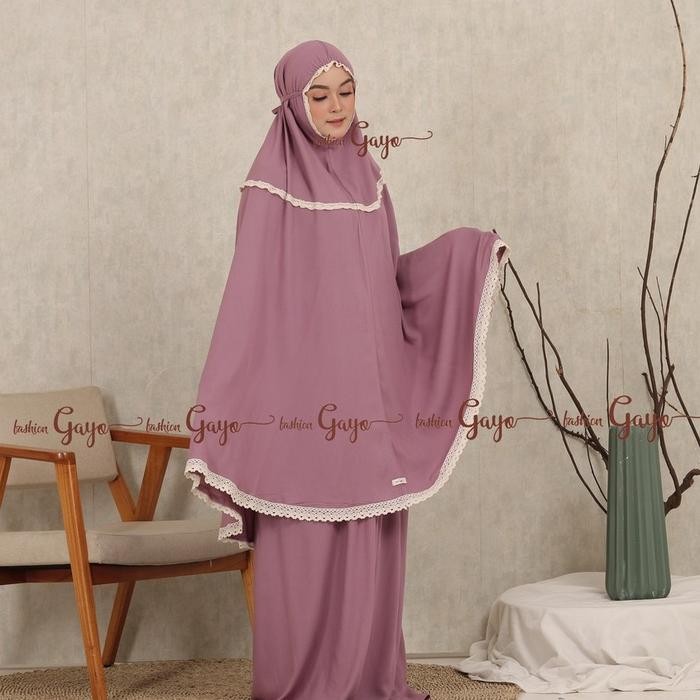 Modra- MukenaGayo - AiraSeries - Mukena Dewasa Katun Rayon Renda Elegan, Super Adem & Praktis