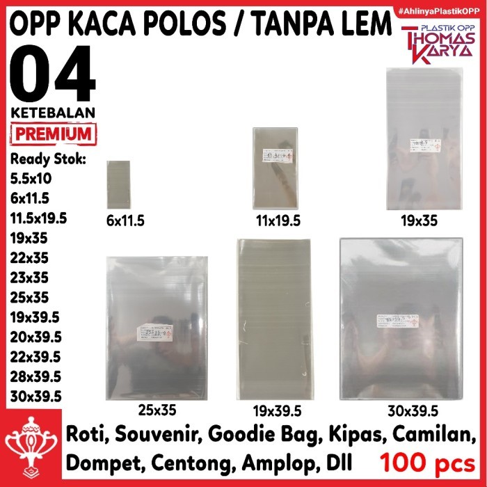 Tukuparty Plastik Opp Ultah Polos Isi 100 Kantong Opp Bingkisan Snack Ulangtahun