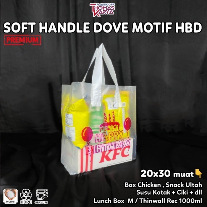 Tukuparty Plastik Ulang Tahun 20X30 Polos Isi 50 Softhandle Snack Bag Souvenir