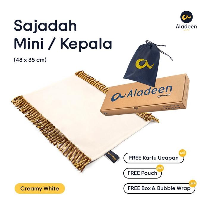 Sarye- Sajadah Aladeen Kecil Mini / Kepala Bulu Tipis Polos - PUTIH KREM
