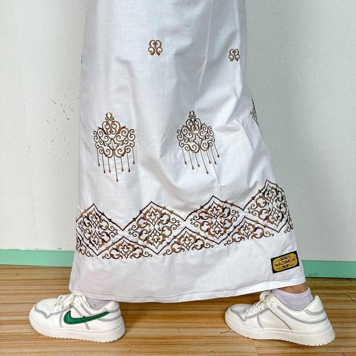 Sarye- Wadimor - sarung bordir Premium Putih Katun Motif Bali gayo minang toraja bordir dewasa
