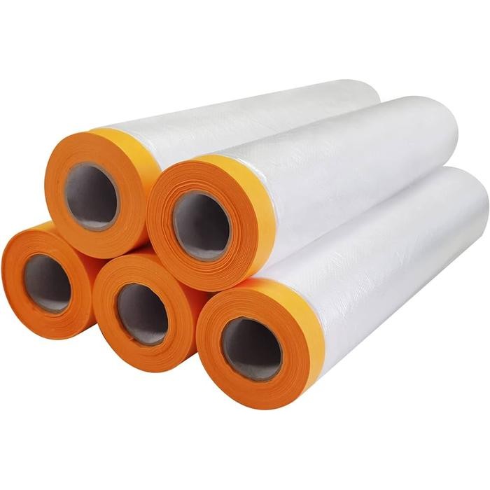 

Cover Film Masking Tape Plastik Transparan Penutup Pelindung Furniture Renovasi Anti Debu Serbaguna