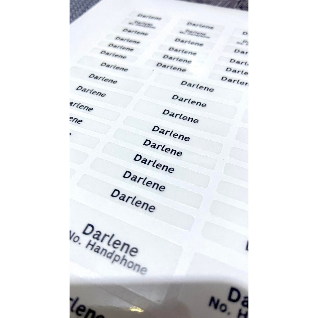 

Sticker Label Nama Transparan Waterproof #Gratisongkir