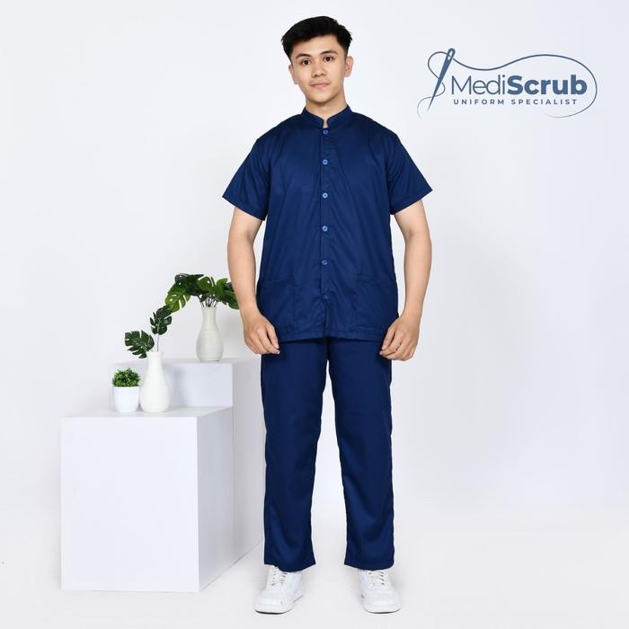 Ready Mediscrub - Baju Jaga Medis Koko Scrub Pria Lengan Pendek Original